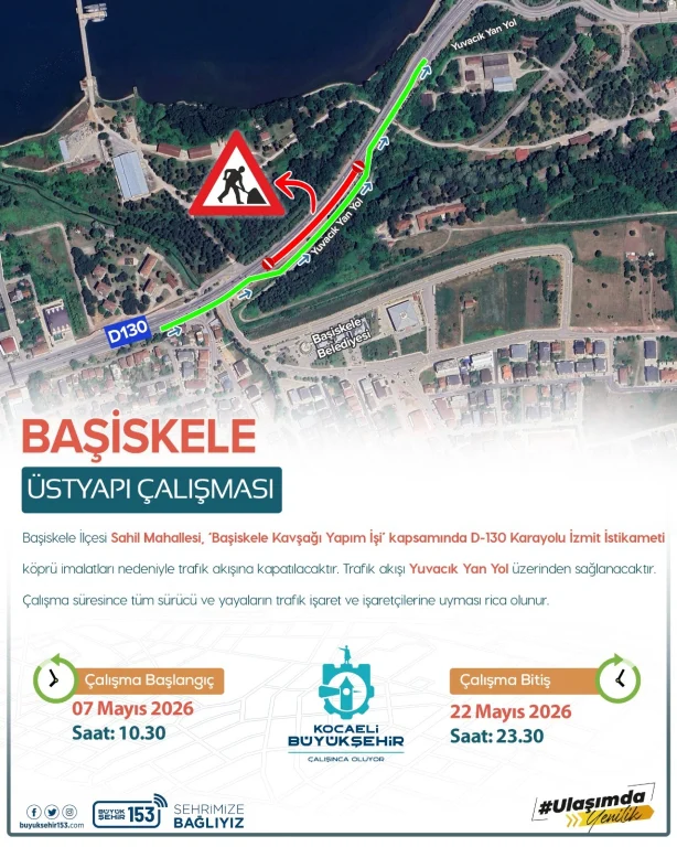 D-130 İzmit istikameti 22 Mayıs’a kadar trafiğe kapalı!